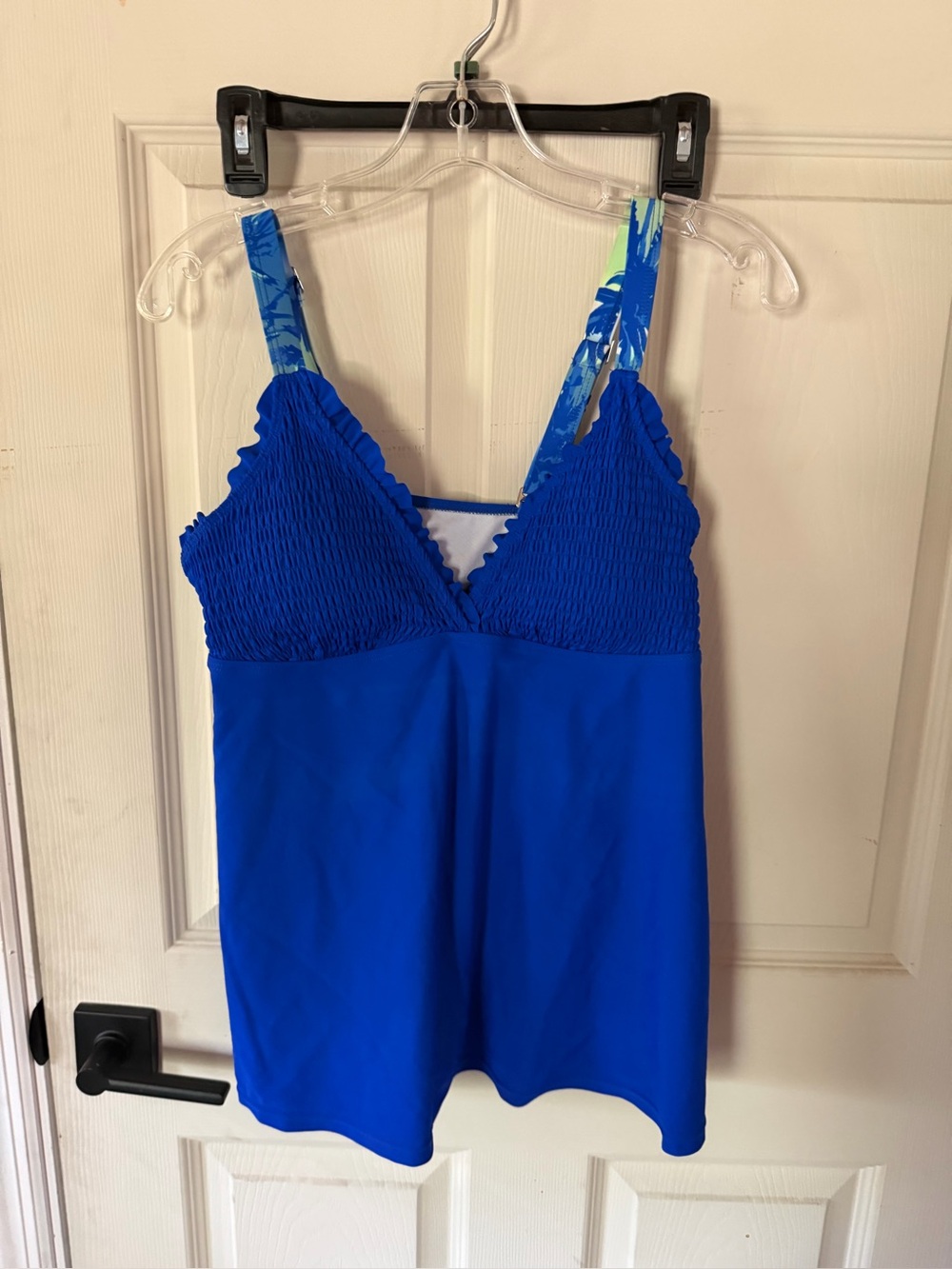 Blue Women's Tankini Top with Shirr Bust